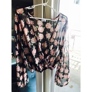 Floral crop top blouse